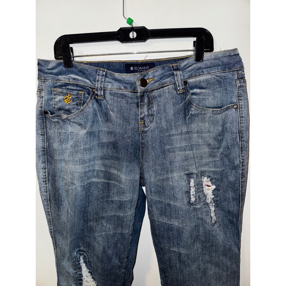 Y2K Vintage Rocawear Women's Capris Jeans Distressed Ripped Jeans - Picture 5 of 7